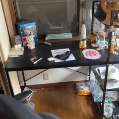 【0円】棚付きデスク（黒）※本体のみ／自取限定