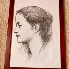 鉛筆画 肖像画 茶色フレーム