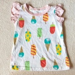 西松屋 アイスクリーム柄 フリル袖 Tシャツ 95