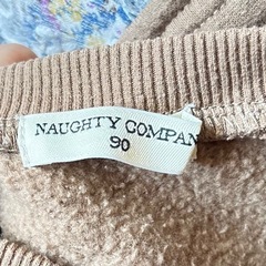 子供服 女の子 90ワンピース 花柄 裏起毛 ブラウン 肩フリル レース 春の画像