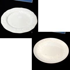 中古美品 WEDGWOOD 大皿2枚セット STRAWBERRY AND VINE 1枚 WILD STRAWBERRY WHITE 1枚 直径28cm 札幌市 清田区 平岡の画像