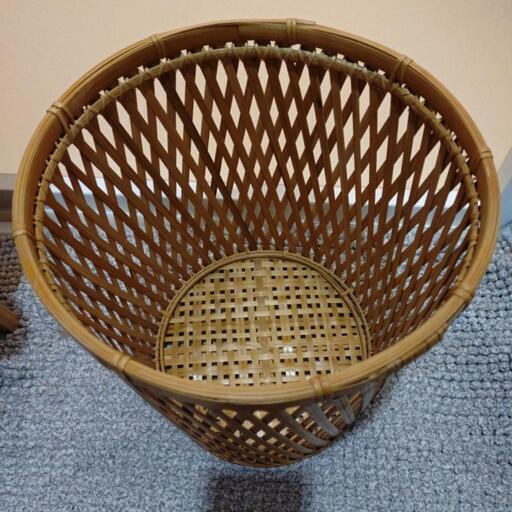 センスのいい お歳暮 バンブーバスケット【未使用】竹かご収納ゴミ箱天然素材 (KBP その他