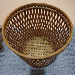 バンブーバスケット【未使用】竹かご　収納　ゴミ箱　天然素材　の画像