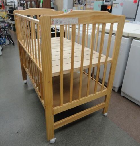 ベビーベッド ハイタイプ KATOJI 幅124×奥行78×高さ121㎝ ナチュラル系