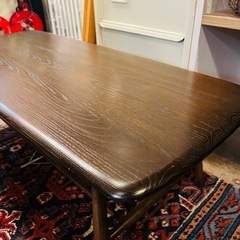 【武蔵小山店】 Ercol アーコール オールドコロニアル コーヒーテーブル　エルム　エルム材　濃茶　ブラウン　センターテーブル　リビングテーブル　グリーンラベル　ビンテージ　ヴィンテージ　アンティーク　の画像