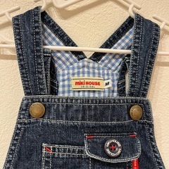 ミキハウス　七分丈オーバーオール　M80〜90の画像