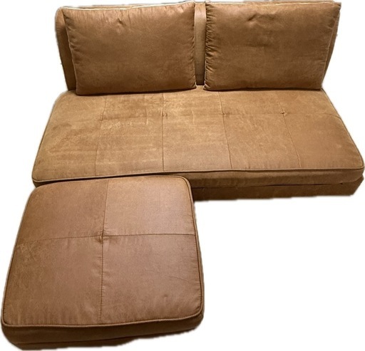 2人掛け　ブラウンレザーソファ