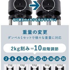 ダンベル1セット(フレックスベル 正規品 20kg 2kg刻み)の画像