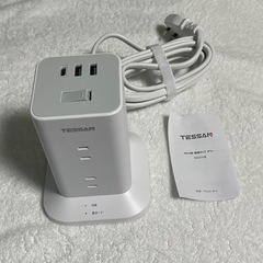電源タップ タワー 延長コード 3m usb たこあしコンセント テーブルタップの画像