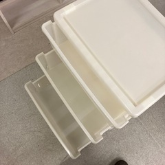 ☆値下げ☆K2504-490 収納ケース 3段 クリーム キャスター付き キズ汚れ有りの画像