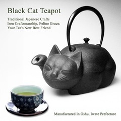 ✴︎南部鉄器　猫　急須　鉄瓶の画像