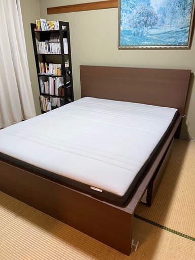 IKEA マルム　ベッドフレーム&引出し収納(2つ)&マットレス(クィーンサイズ)