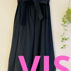 新品未使用　VIS リボン付きAラインスカート　ネイビー