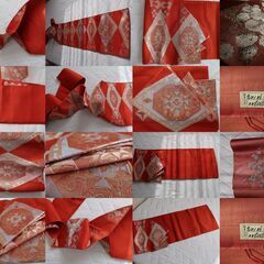 袋帯　六通柄　光沢感　袷　刺繍　太鼓柄　計５点セットの画像