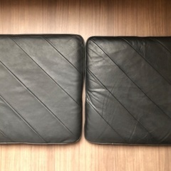 美品 本革 レザー 黒 ブラック 座布団 クッション カバー 無...
