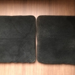 美品 本革 レザー 黒 ブラック 座布団 クッション カバー 無地 縞 保管品の画像