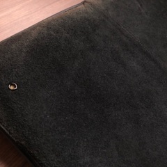 美品 本革 レザー 黒 ブラック 座布団 クッション カバー 無地 縞 保管品の画像