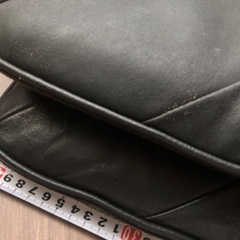 美品 本革 レザー 黒 ブラック 座布団 クッション カバー 無地 縞 保管品の画像