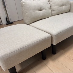 2人掛けソファーベッド レイアウト自由 カウチタイプ ベージュの画像