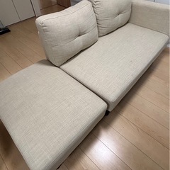 2人掛けソファーベッド レイアウト自由 カウチタイプ ベージュの画像