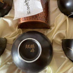 銅茶筒付き茶器セットの画像