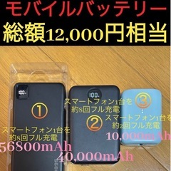 総額12,000円相当　大容量モバイルバッテリー3台セット
