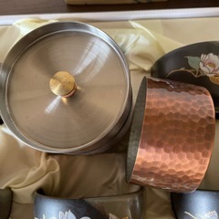 銅茶筒付き茶器セットの画像