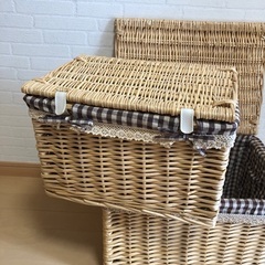 布付きカゴ大小セットの画像