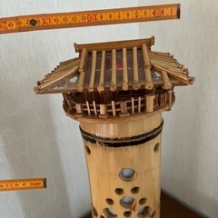 竹細工の灯籠　木製細工物間接照明
の画像