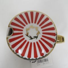 未使用品 BELLE design マグカップ 蓋付 スプーン付き 金彩 ゴールド＆レッド おしゃれの画像