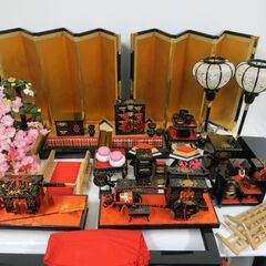 雛道具 歓喜びな 平安 春峰作 屏風 御所車 牛車 箪笥 ぼんぼ...