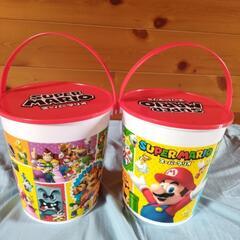 人気キャラクター!!　スーパーマリオ　おもちゃケース　蓋付きバケツ2点セットの画像