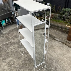 【無印良品/MUJI】スチールユニットシェルフ　スチール棚セット　ミラー付き　食器棚　白　ホワイト　収納棚【鏡外せます】の画像