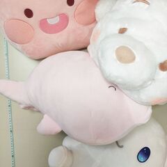 デカぬいぐるみ4点セット　シナモンロールプーさんイルカアピーチ