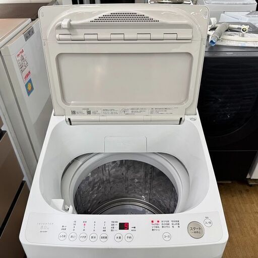 地域限定送料無料　超美品【 SHARP 】シャープ 洗濯8.0㎏ 全自動洗濯機 パワフルドルフィンパルNEXT 10分洗濯コース 香り