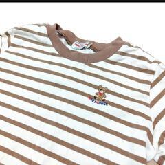１１０cm ミキハウス 茶色のボーダーロンTシャツ 長袖Tシャツの画像
