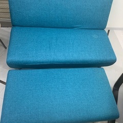 カウチソファ　ブルー　2個セット