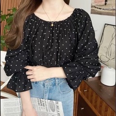 【新品未使用】2wayガーリーシャツ　ブラック　Mの画像