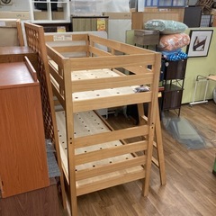 ジモティー限定価格！S280 ⭐ 無印良品 MUJI 木製２段ベッド 天然木 オーク材 幅87cm 長さ204cm USED 綺麗の画像