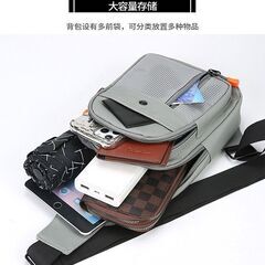 斜め掛け ボディバッグ【レザーX 背面メッシュ】ショルダーバッグ ボディーバッグ ワンショルダー 大容量 斜めがけバッグ スポーツバッグ メンズの画像
