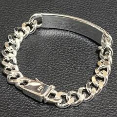 新品925刻印入りIDプレート喜平ブレスレットの画像