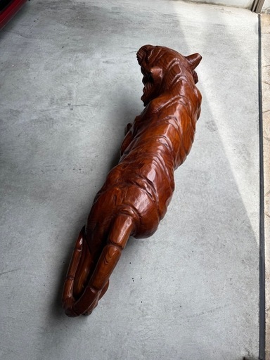 虎の木彫り 木彫り 虎 双虎アンティーク 刀彫 天然木 置物 衝立 縁起物