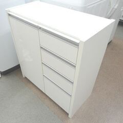 キッチンキャビネット 幅74cm 奥行35cm 高さ80cm キッチンカウンター 食器棚 キッチンボード ホワイト 札幌 西岡店の画像