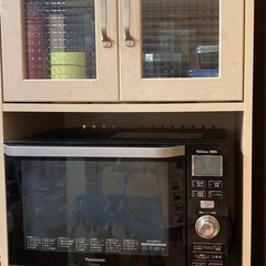 [取引中]北欧風　キッチンラック　食器棚　電子レンジ　炊飯器　同時置き　ホワイトウォッシュの画像