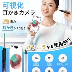 耳かき カメラ付き Lupsty みみかき カメラ カメラ付き 耳かき 1200万画質 Type-C充電 3.5mm極細レンズ 左右反転機能 耳掃除 カメラ LEDライト付き 無線 録画 写真 WIFI接続 iOS/Androiの画像