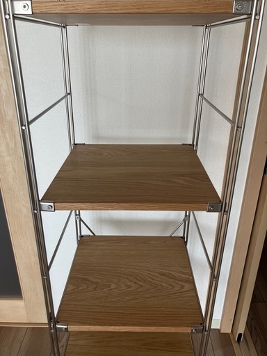 無印良品 ステンレスユニットシェルフ オーク材棚セット ワイド 大