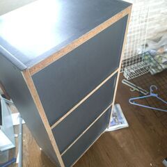 カラーボックス黒３段キャスター付きの画像