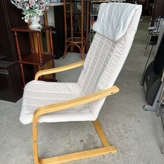 お値下げ！　北欧風 ハイバック チェア 1人掛け ロッキングチェア カバー外して洗えます！ アームチェア 天然木 中古品 ①の画像