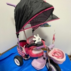 ミニー　三輪車　手押しハンドル付き