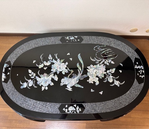 中国テーブル　螺鈿　中古